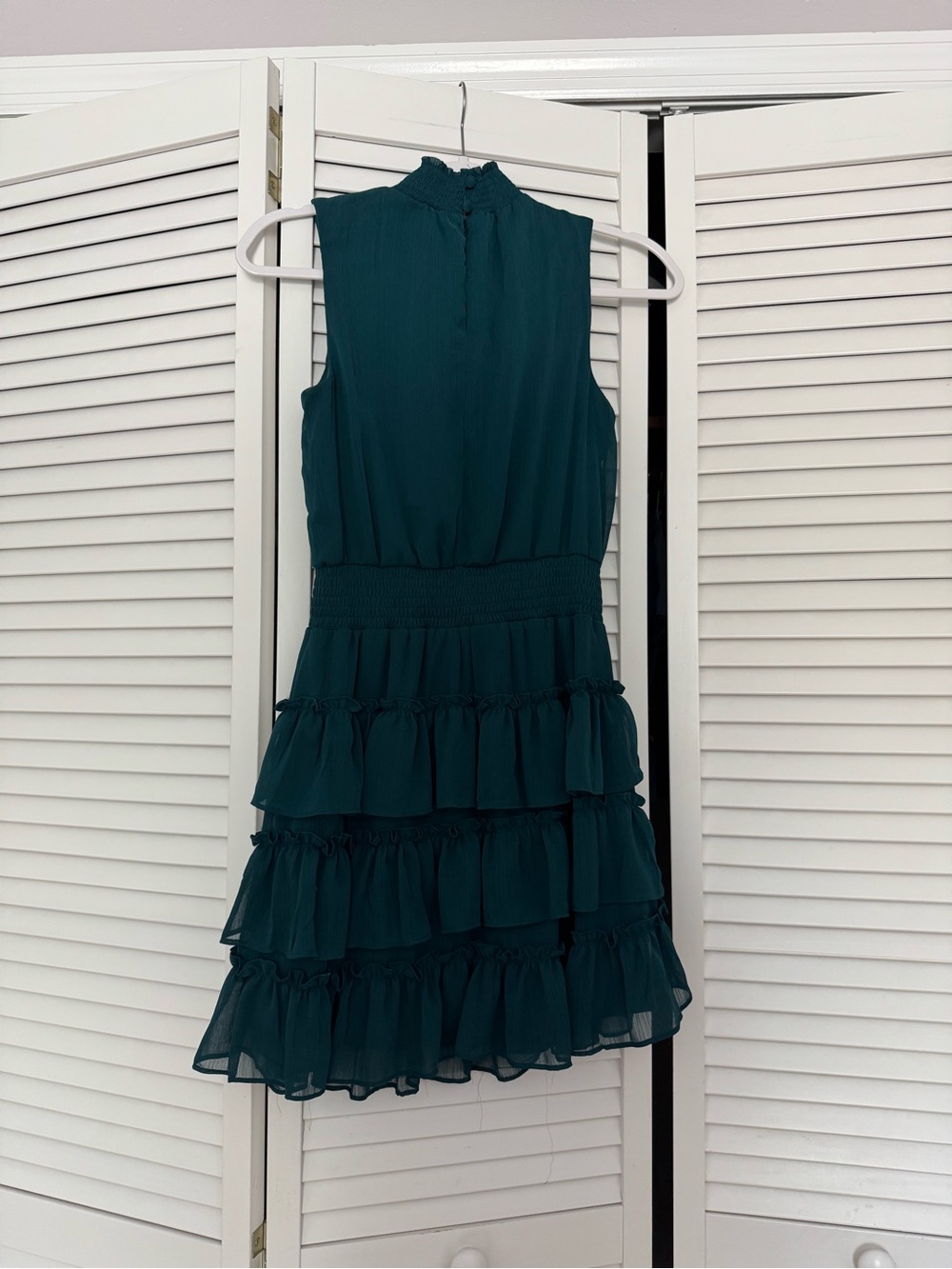 1. State Dark Teal Sleeveless Smocked Tiered Mini Party Dress Sz S - Picture 5 of 5